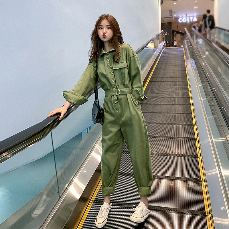 工装连身裤女春秋年新款小个子收腰显瘦减龄气质连身衣裤套装