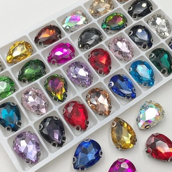 水滴10*14/13*18mm手缝爪钻尖底异形手缝石DIY服饰饰品配件抓钻