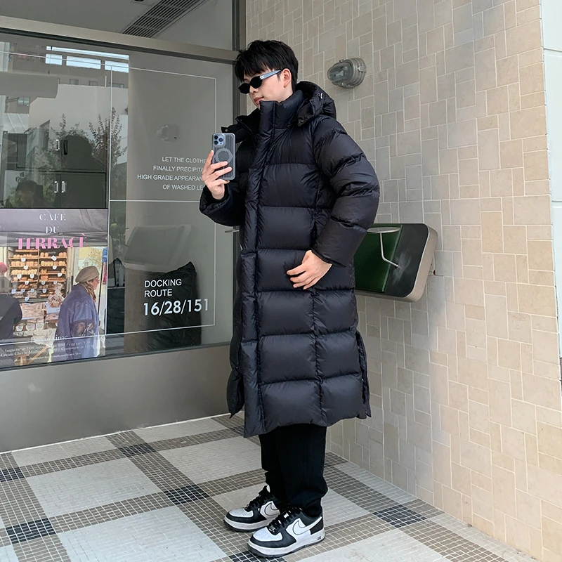 羽绒服男女长款2024新款冬季连帽95白鸭绒400克加厚过膝宽松外套