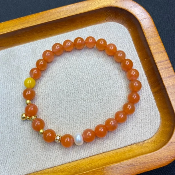 A409-李寻欢珠宝【南红6.5mm+葫芦坠】轻奢精美单圈手串-多样性发货