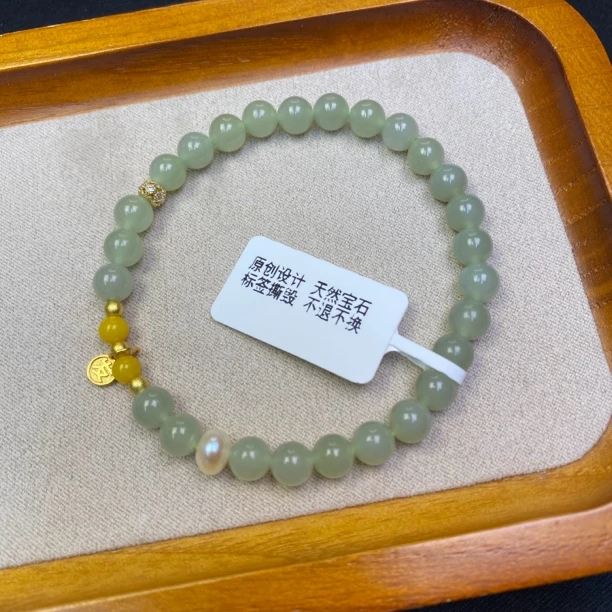 A426-李寻欢珠宝【和田玉6mm+发财牌】百搭精美单圈手串-多样性发货