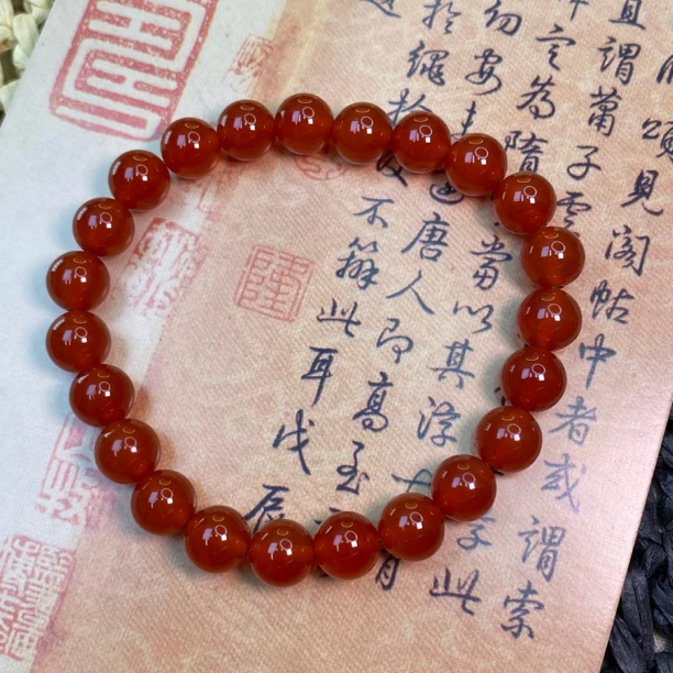 A6-李寻欢珠宝【红玛瑙8mm】红色单圈手串-多样性发一