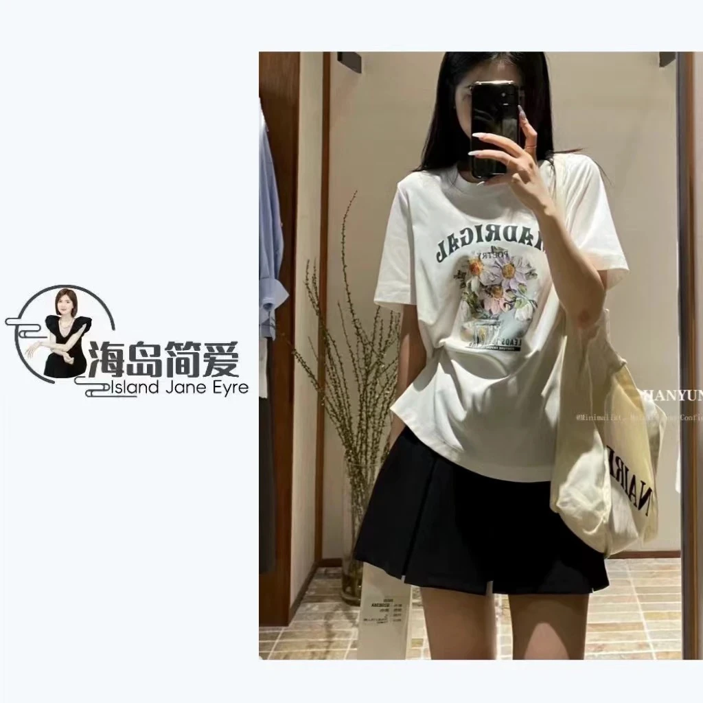 新品立体印图直喷工艺常规T恤宽松休闲百搭上衣2075