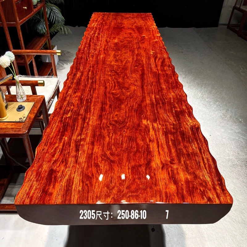 【具豪严选】250*86*10送一对工字架 巴花实木大板茶桌组装