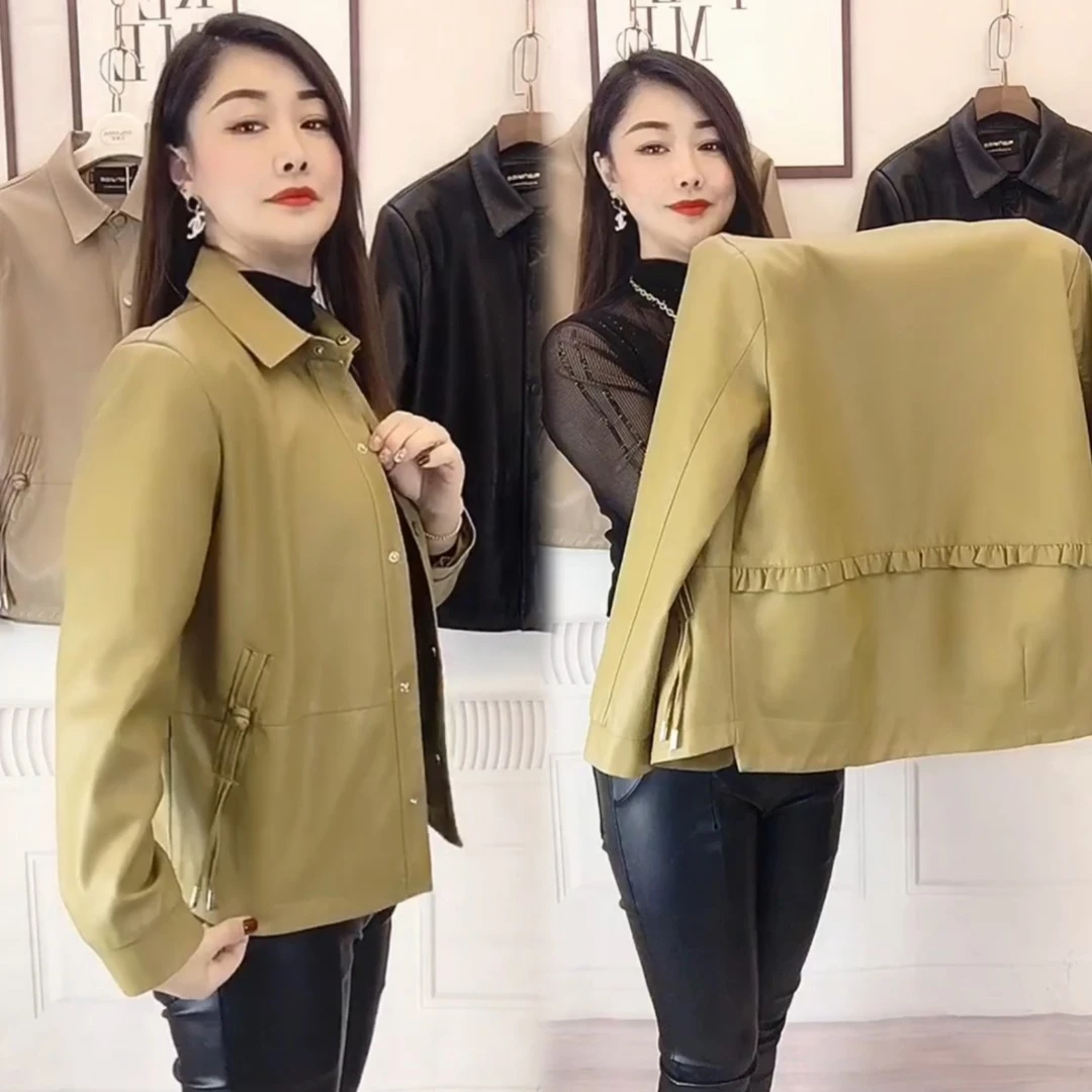 海宁皮衣外套女短款皮夹克2023春装新款时尚韩版女士夹克皮外套潮