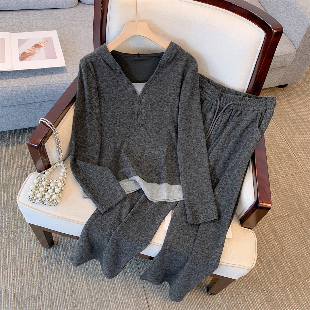 秋装长袖秋季运动网红秋冬早秋气质阔腿连帽春秋洋气时尚休闲显瘦