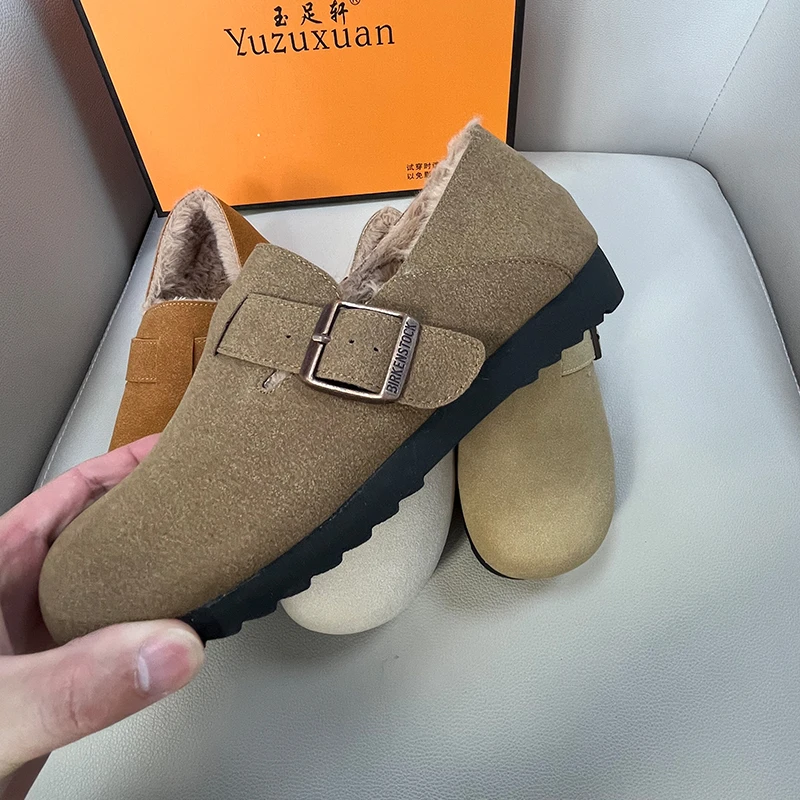 勃肯鞋加绒秋冬一脚蹬厚底单鞋外穿懒人百搭复古全包经典博肯鞋女