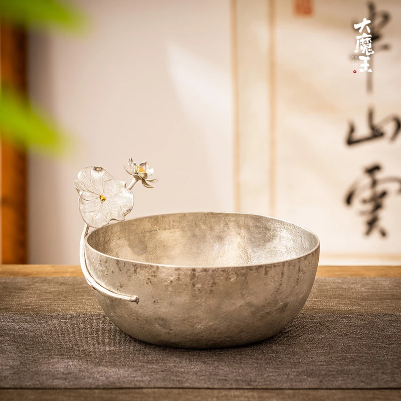 锡雕侠侣纯锡喜莲荷花建水水洗WCXSX005