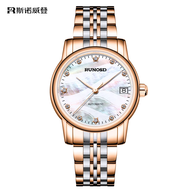 RUNOSD R/斯诺威登 8190手表女砖石镶嵌女士全自动机械表防水手表