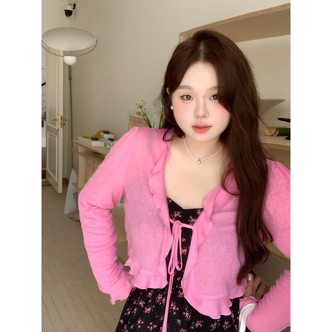 22徐达布【西风的话】大码粉色针织上衣女夏开衫时尚外套Z17791C42