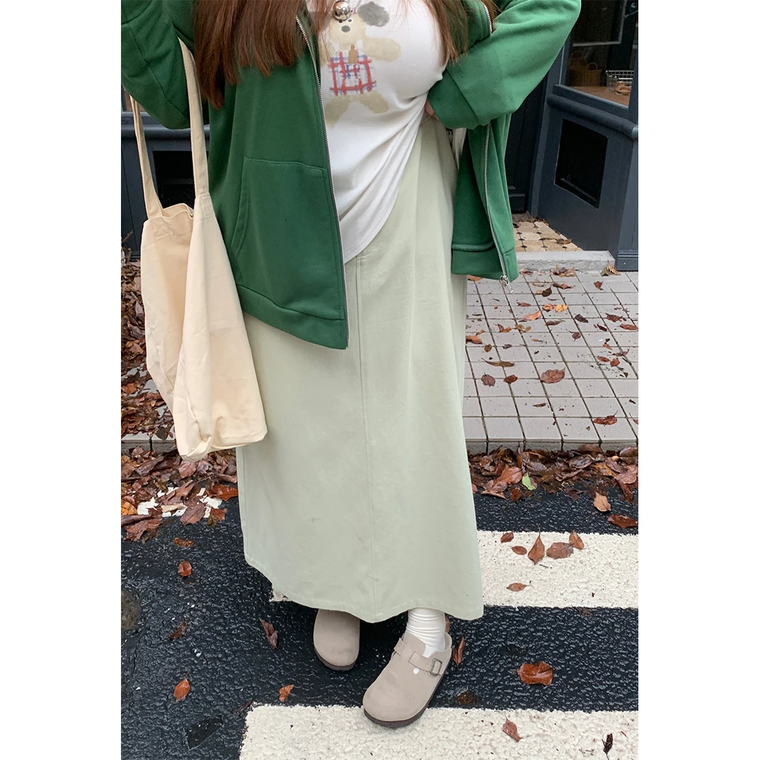 82徐达布【走路带风】大码半身裙浅绿色a字裙秋时尚裙子B25130C43