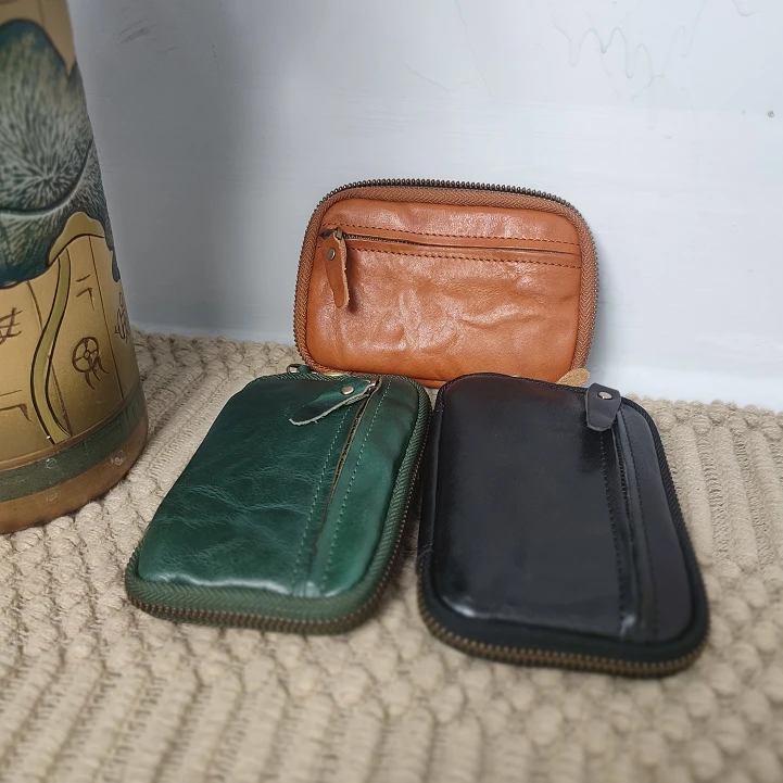 冰语/皮钱包零钱钥匙包百搭时尚复古经典手拿手工制作女包-零钱包