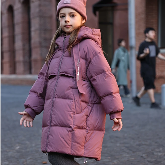 【妧妈高品质专属】儿童羽绒服女童中长款2024新款中大童冬加厚外套