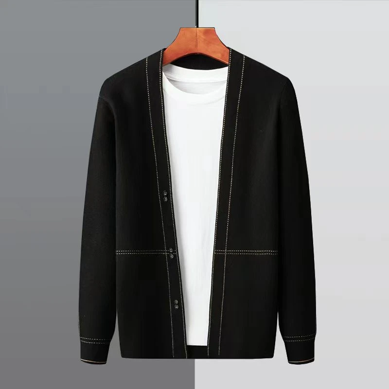 针织开衫 慵懒风外套 男士开衫 秋季潮流休闲V领时尚上衣春秋毛衣