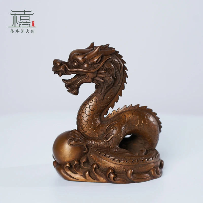 办公室摆件家居摆件紫铜生肖龙摆件十二生肖龙吉祥物装饰工艺品
