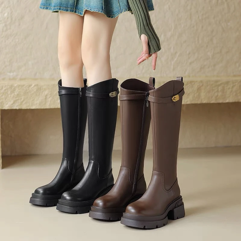 小辰家 春秋季不过膝时尚百搭骑士靴瘦瘦靴 A23391249