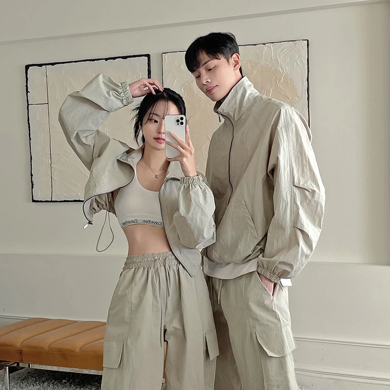DISOO情侣装秋季2025新款一男一女套装夏防晒冲锋衣运动工装外套
