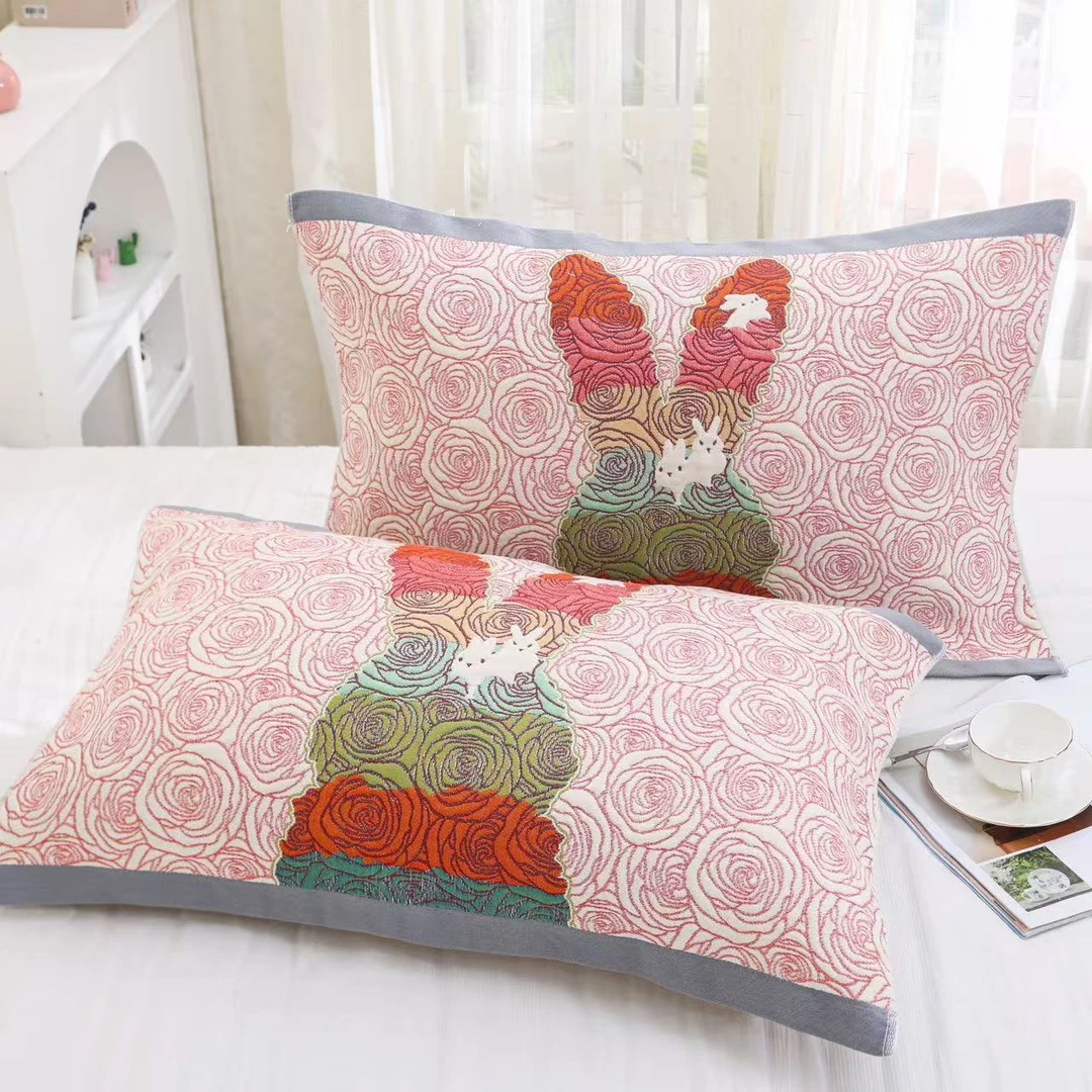 新款纯棉纱布枕巾柔软舒适耐脏亲肤家用男女通用情侣全棉枕头巾