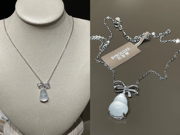 链子925银仿水晶 银饰项链，通体银饰项链设计款