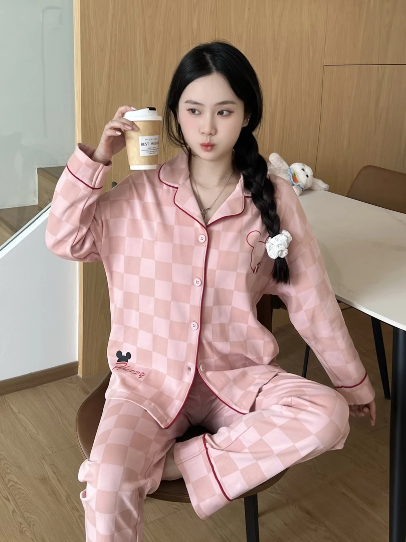 【新粉体验价】秋季女士纯棉开衫长袖长裤睡衣套装KT7707