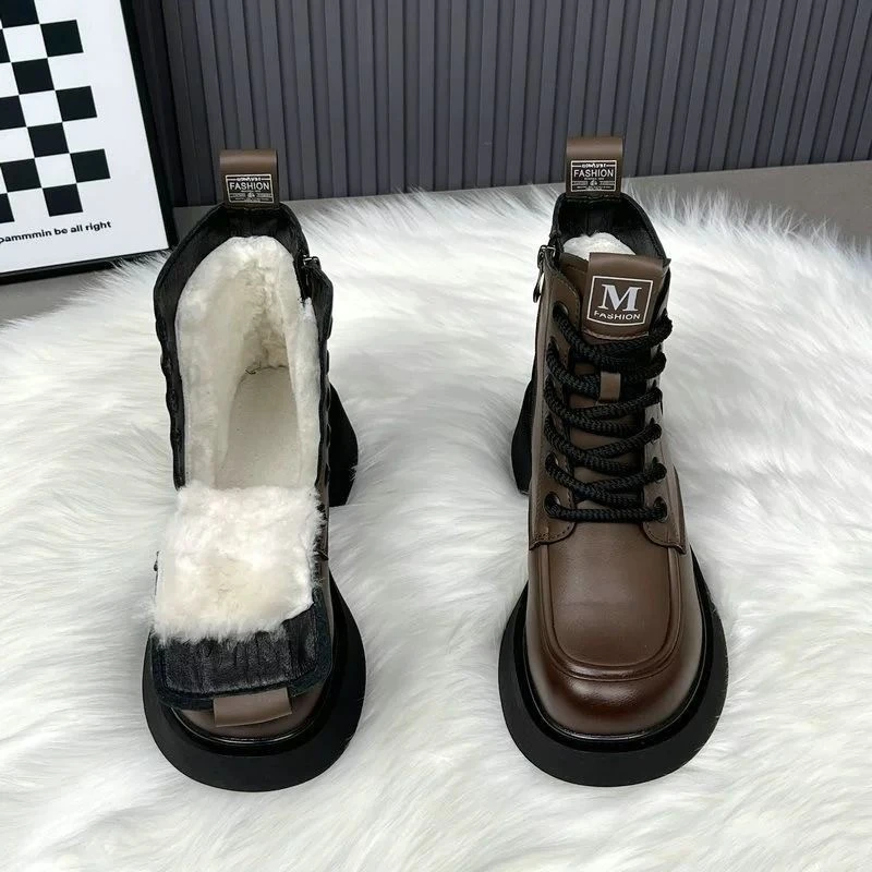 雪地靴女冬季软毛棉靴软皮加绒加厚底短靴防滑棉靴