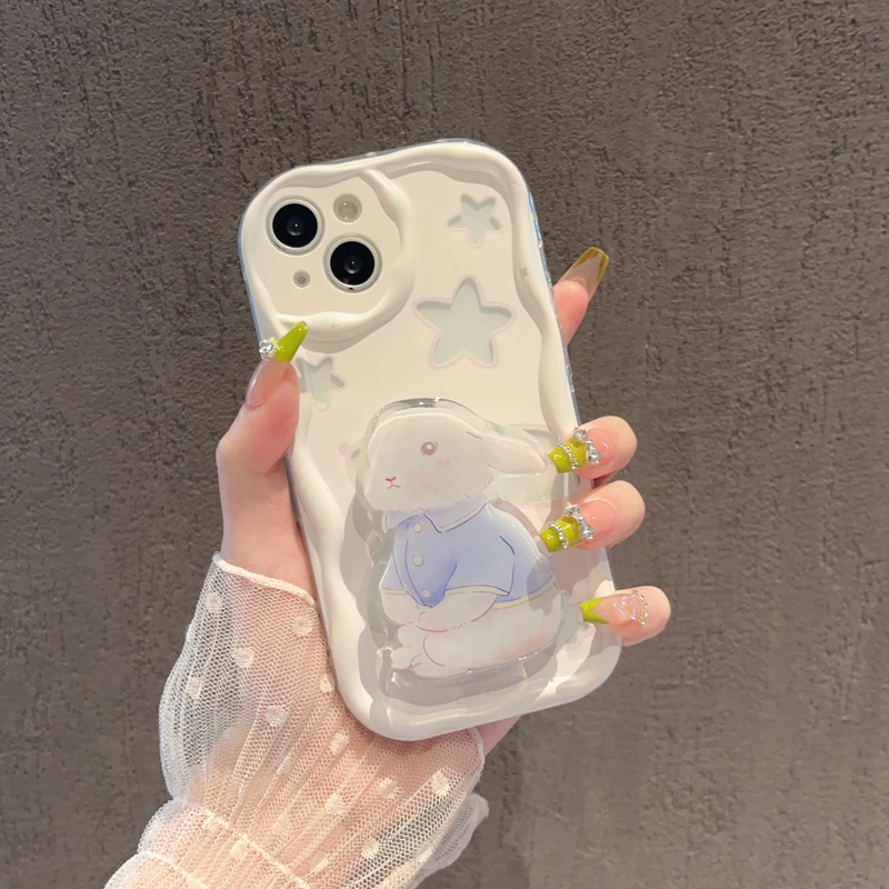 新款适用于苹果华为荣耀OPPOVIVO小米手机创意网红奶油壳星星兔子