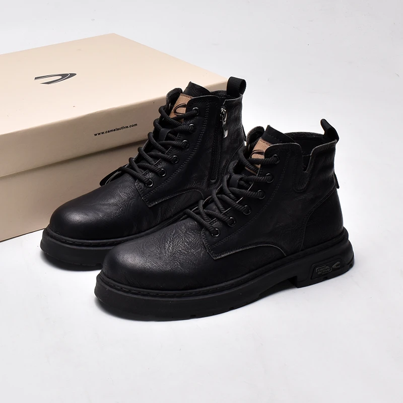 德骆男户外高帮轻便防滑马丁靴工装鞋休闲复古高帮男鞋  2218