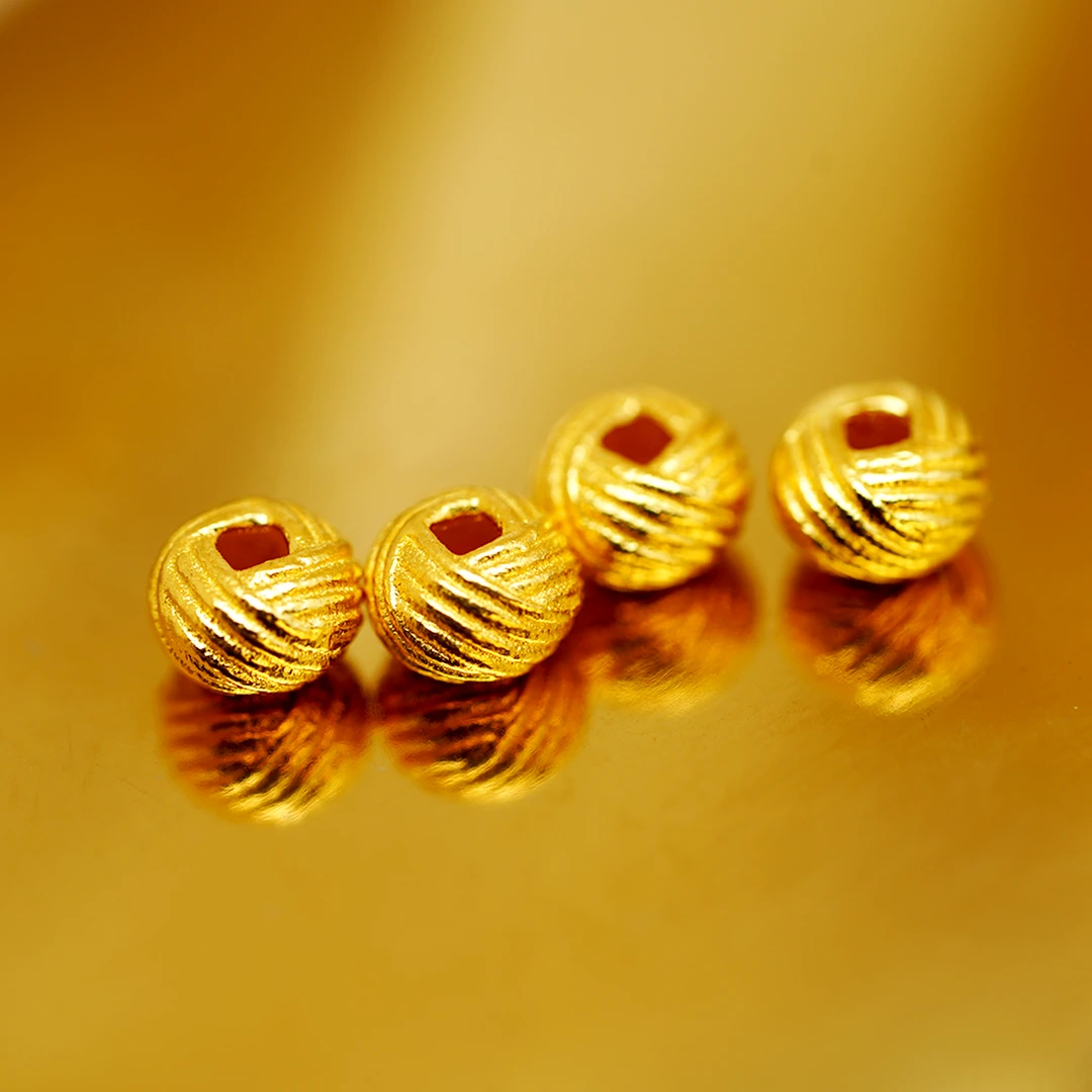 品众珠宝24K足金古法錾刻绣球四颗精工雕刻珠宝配饰（禁用优惠券）