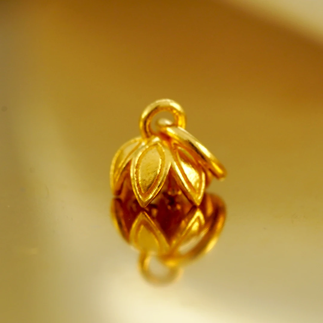 品众珠宝24K足金古法錾刻莲花侧挂精品配饰DIY搭配(禁用优惠券)