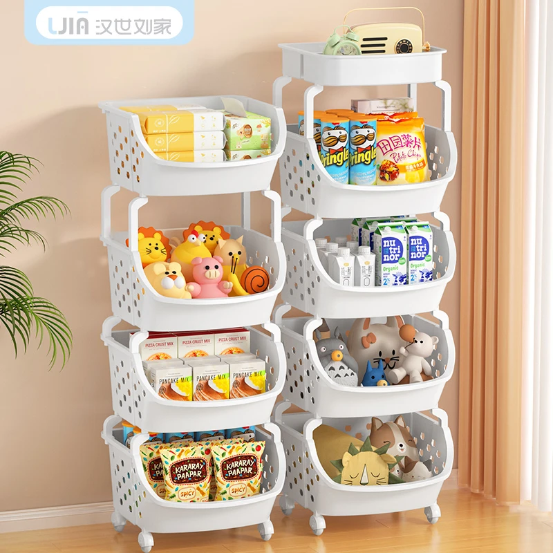 汉世刘家零食玩具收纳架置物小推车带轮可移动家用客厅落地厨房
