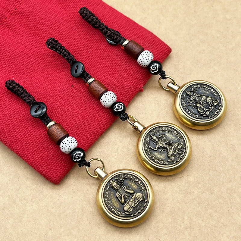 【十二生肖】黄铜八大守护神本命佛转转手把件汽车钥匙扣随身挂件