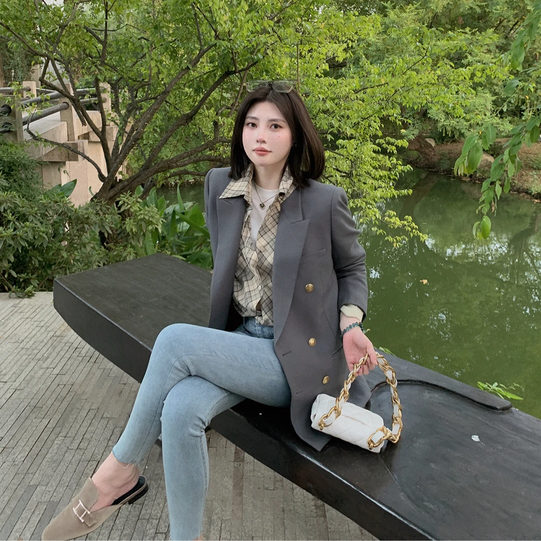 ASM ANNA◆唐顿小金扣~私服款！气质翻领羊毛金扣西装外套A10330