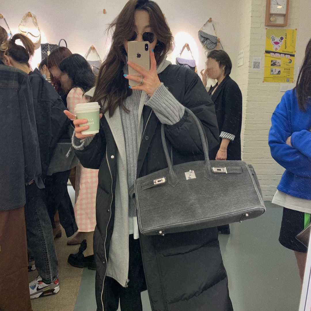 ASM ANNA◆ 半糖主义~ 韩范撞色针织帽假2件羽绒服A2138