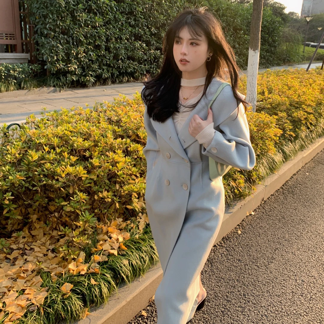 ASM ANNA◆A4831-1赫本大衣~复古荷叶领设计双面毛呢外套女中长款