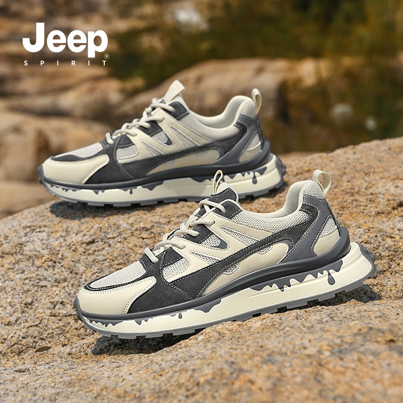 JEEPSPIRIT吉普2025新款男士鞋子百搭潮流软底运动鞋耐磨休闲男鞋