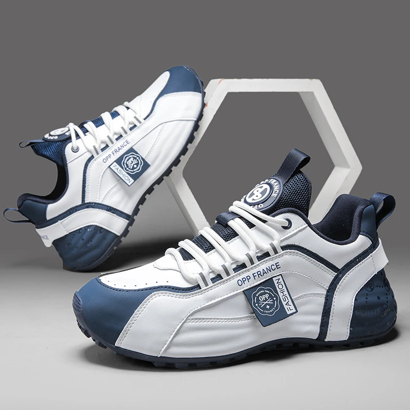 2024龙年新款男士包底鞋时尚百搭透气皮网拼接增高防滑耐磨运动鞋