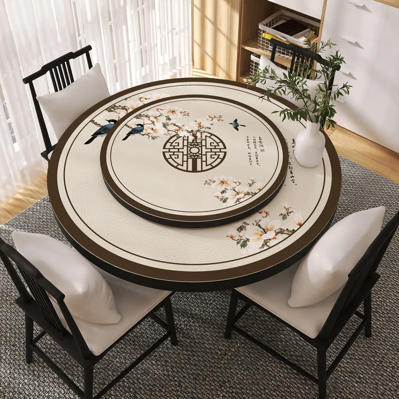 防油免洗防烫餐桌垫扇形椭圆皮革圆形桌布茶几布新中式酒店家用