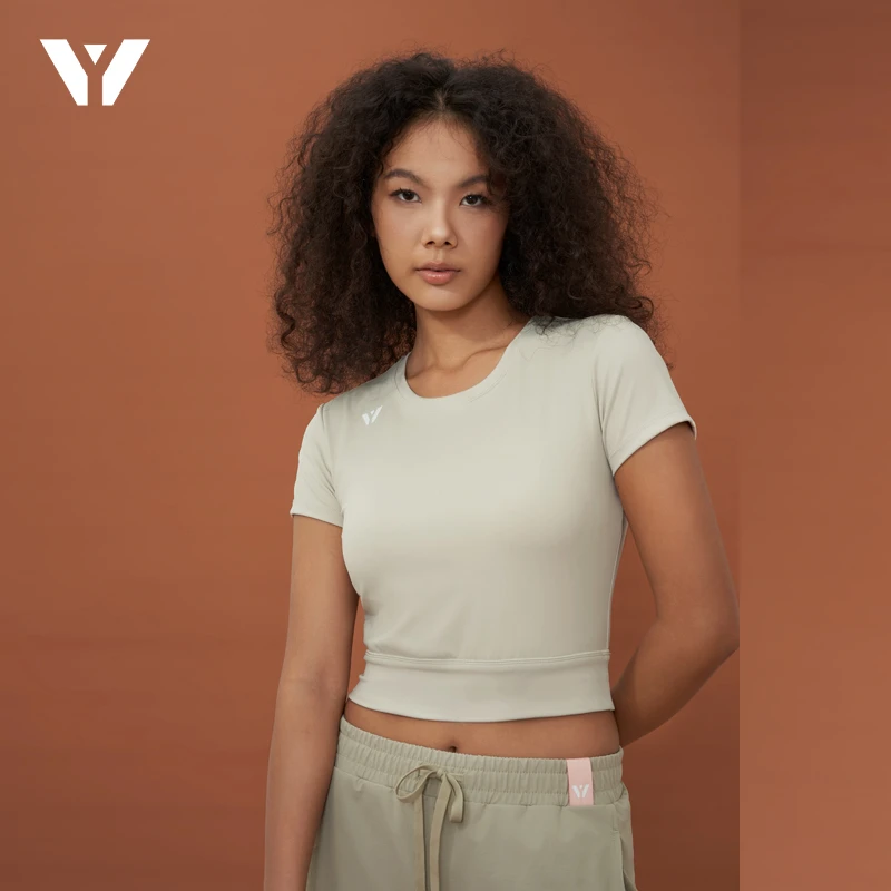 YBA换季福利Elasticity舒弹科技运动短T健身速干露脐弹力25047B