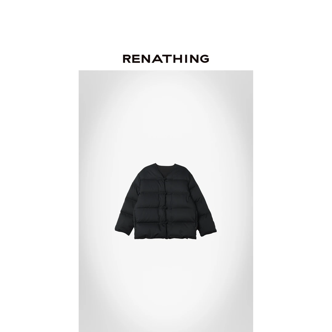 【RENATHING】新中式手工盘扣小V领羽绒服