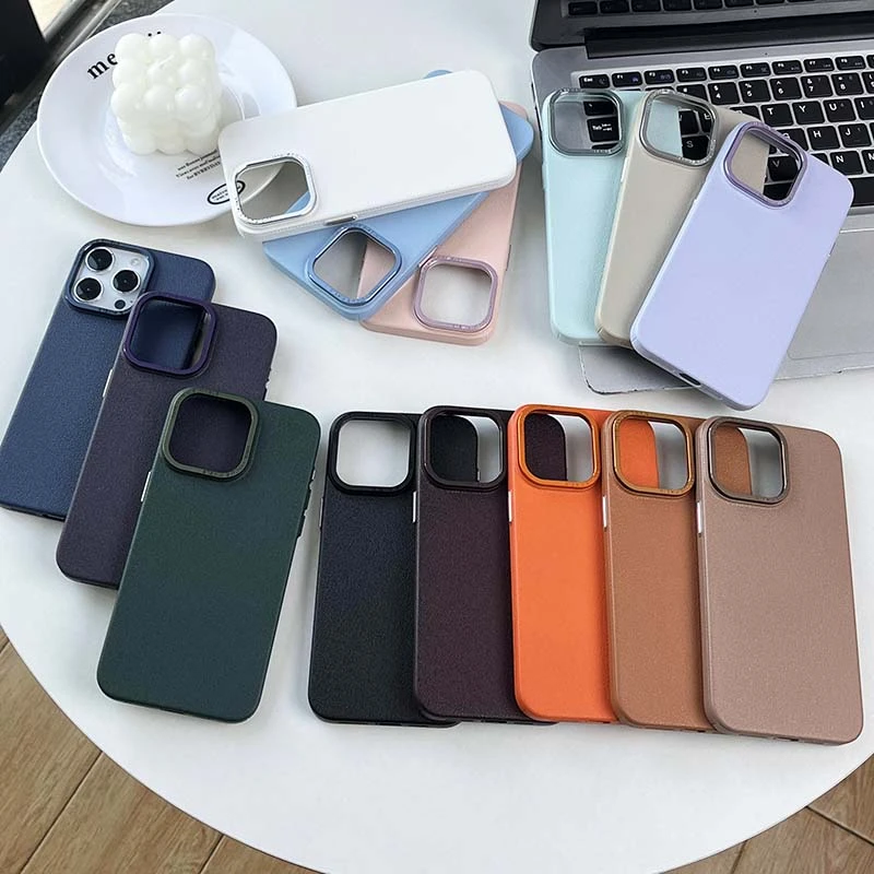 iPhone15proamx手机壳皮纹全包防摔苹果15/14/13高级感纯色硬壳