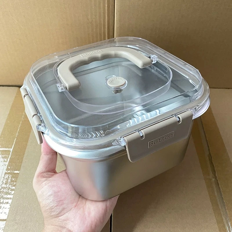手提316不锈钢便携饭盒保鲜盒冰箱专用密封袋盖水果便当盆