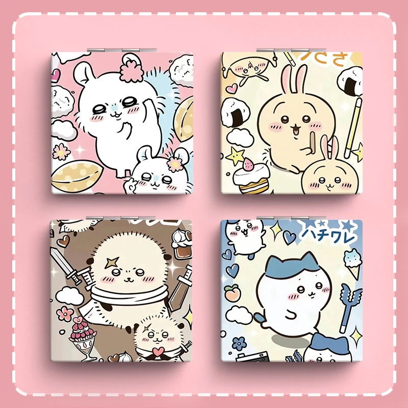 吉伊卡哇周边镜子随身带折叠便携手持迷你可爱学生化妆镜双面补妆