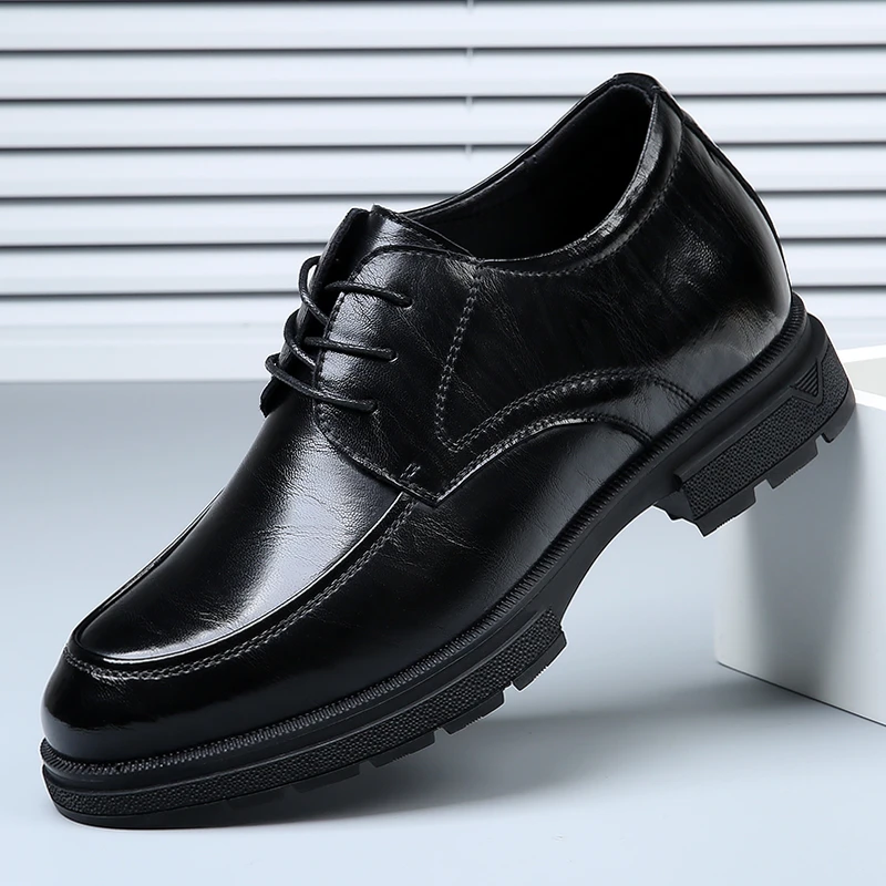 皮鞋男厚底高级感商务正装增高男款婚礼休闲鞋