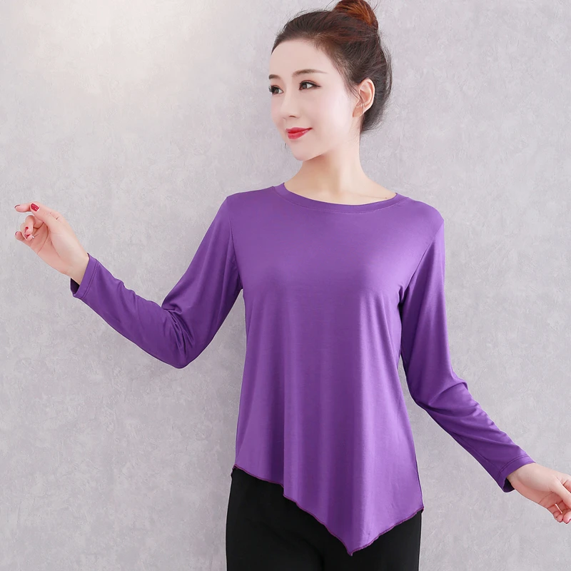 显瘦舞蹈服上衣女成人中袖大码宽松练功服古典形体训练广场舞舞衣
