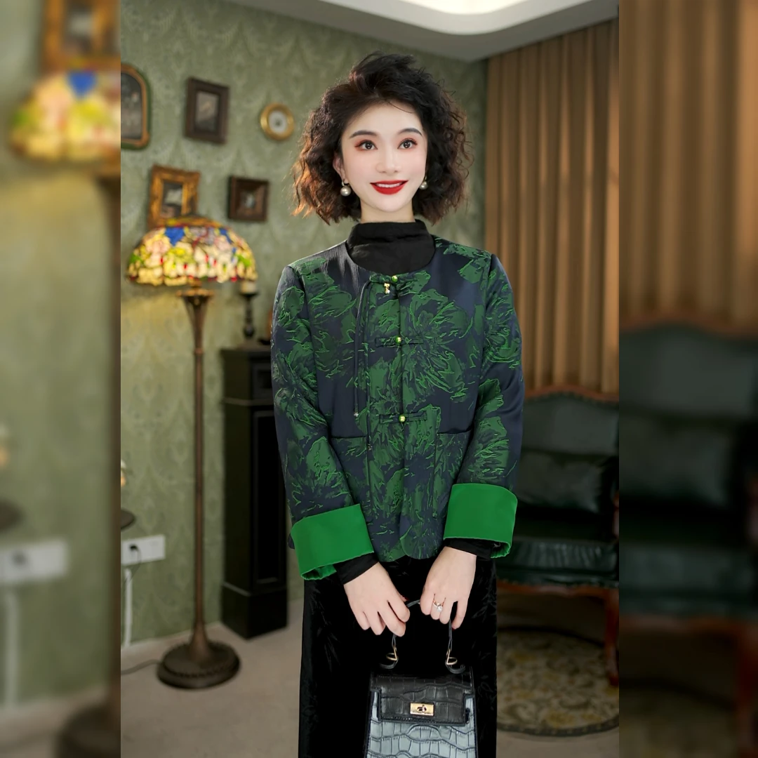 新中式复古提花宽松外套气质百搭冬季国风圆领上衣MCFMF1259-2