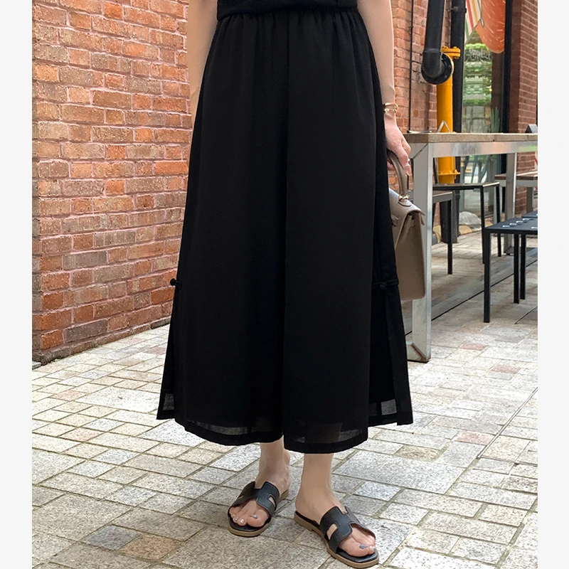 【宠粉回馈】马西西微胖大码新中式开叉裙裤女胖mm高腰宽松阔腿裤子