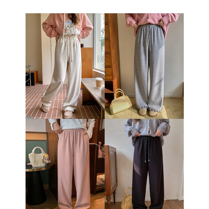 【宠粉回馈】马西西微胖大码毛球设计感休闲裤女阔腿裤垂感直筒裤子