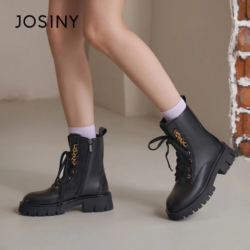 卓诗尼马丁靴女2023秋冬英伦百搭工装靴厚底加绒短靴女166117244