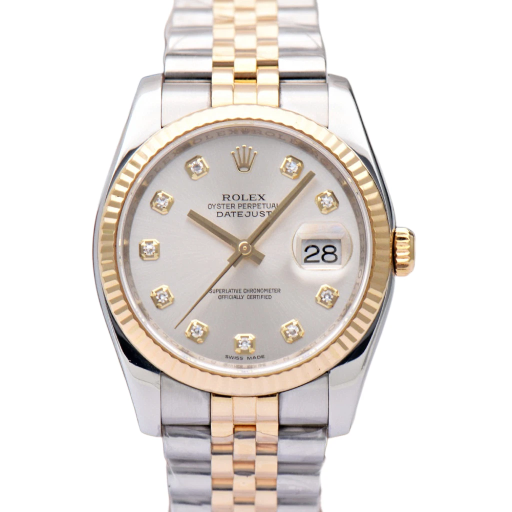 99新 Rolex/劳力士 日志型116233银灰盘大钻36mm自动机械男表单表