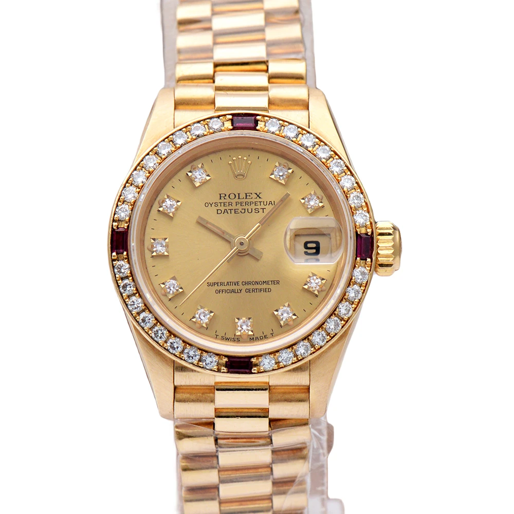 99新 Rolex/劳力士 女装日志型69068原钻18k黄金26mm自动机械女表